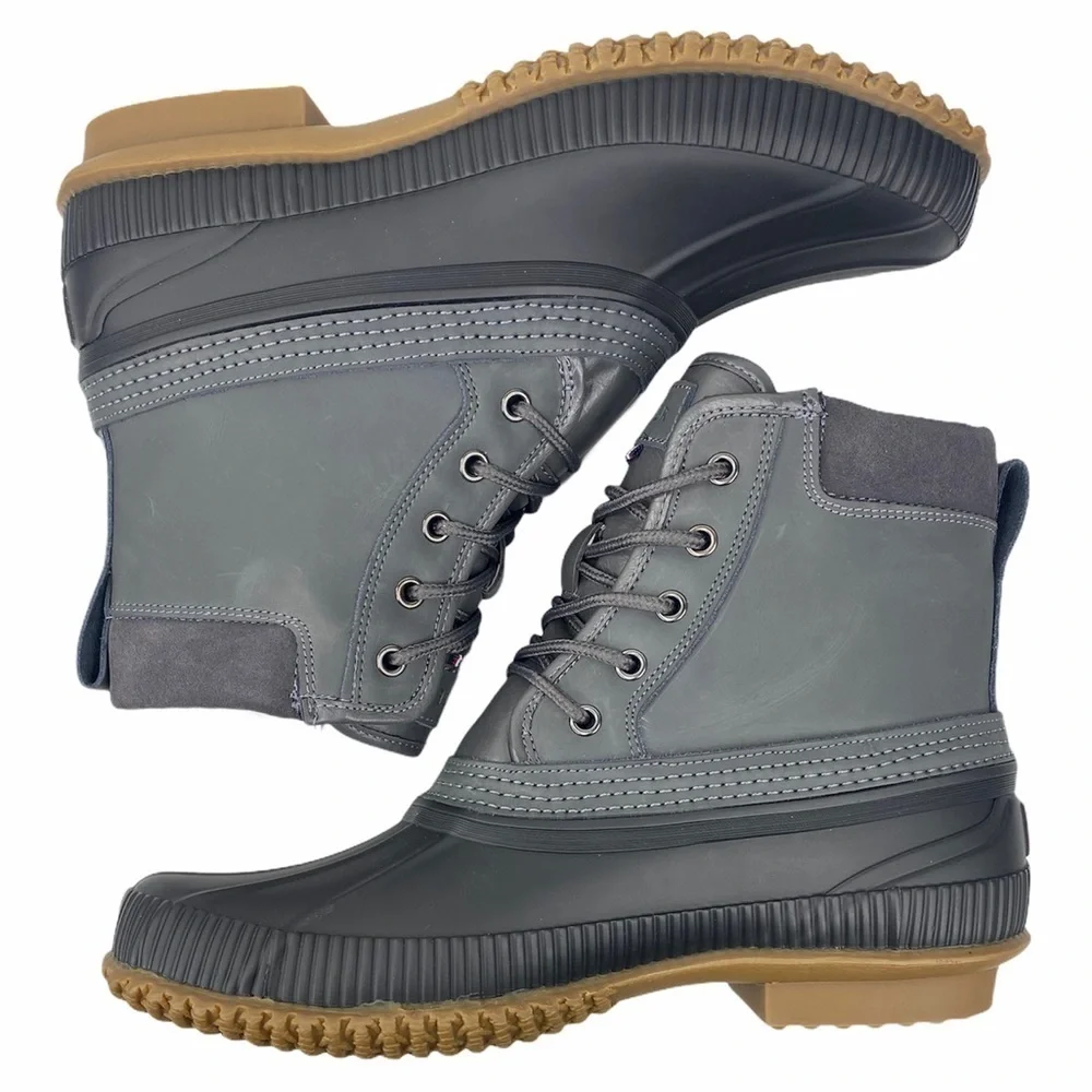 Tommy Hilfiger Casey Gray Leather Duck Boots